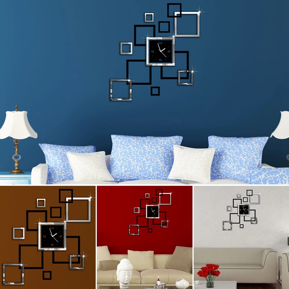 Современные съемные зеркальные акриловые настенные часы наклейки виниловые