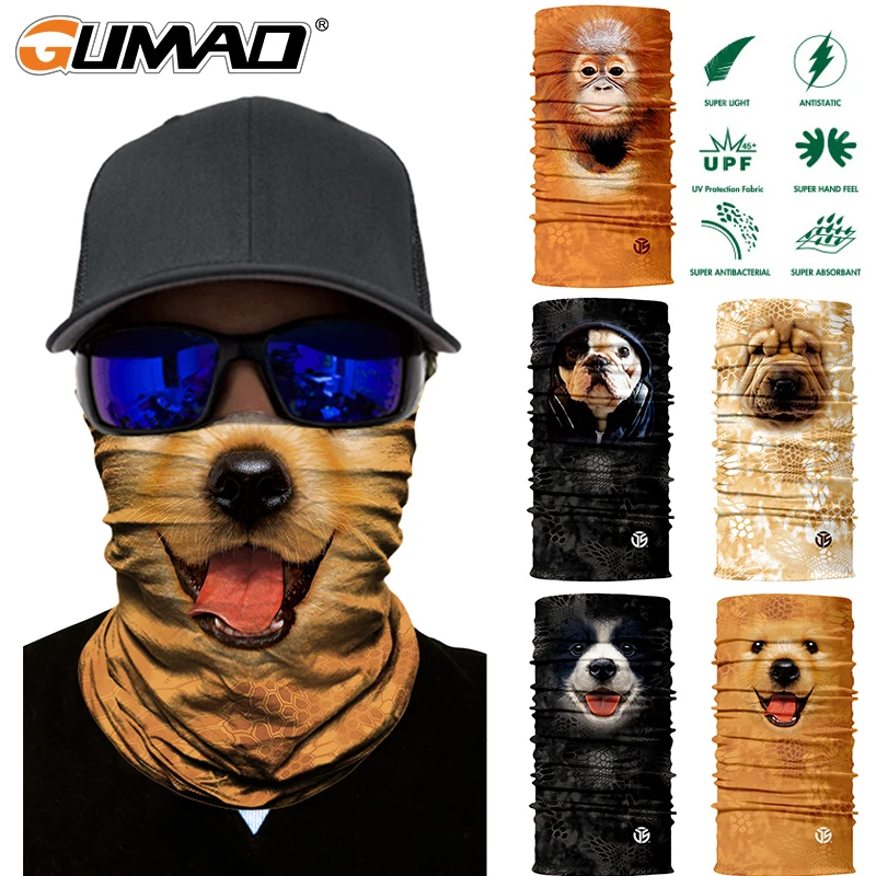 3D кошка собака бесшовная Волшебная Шея Gaiter маска для лица щит трубка Балаклава для велоспорта рыбалки Лыжная Байкерская бандана повязка на голову шарф для мужчин и женщин