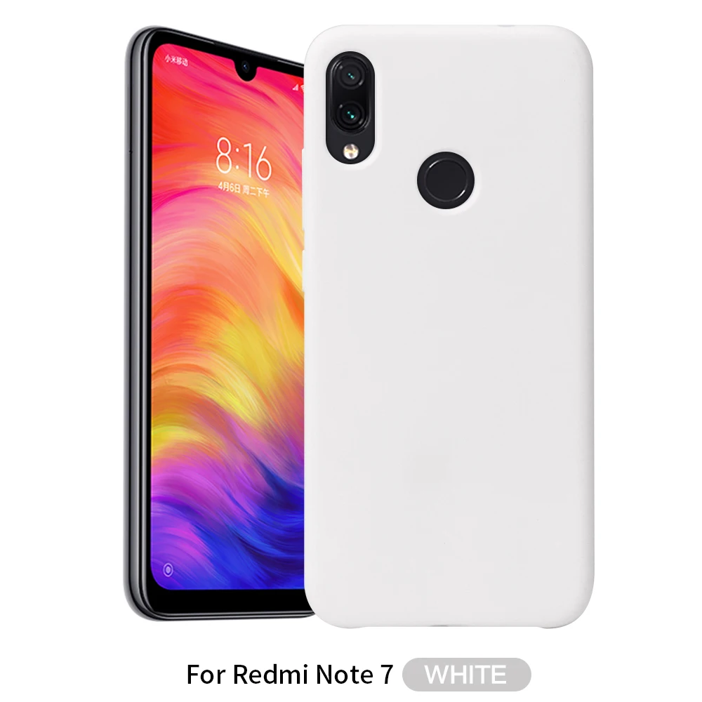 Белый Чехол для телефона Redmi Note 7, чехол для Xiaomi Redmi Note 7, однотонный силиконовый чехол для Redmi Note 6, 7 Pro, чехол для Xiaomi - Цвет: Белый