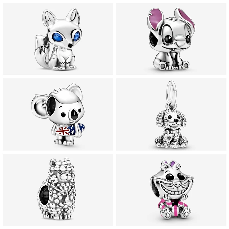 

MC Real 925 Sterling Silver Beads Fit Original Pandora Cute Mouse Dog Bear Fox Charm Chain Bracelet Making DIY Jewelry For Women