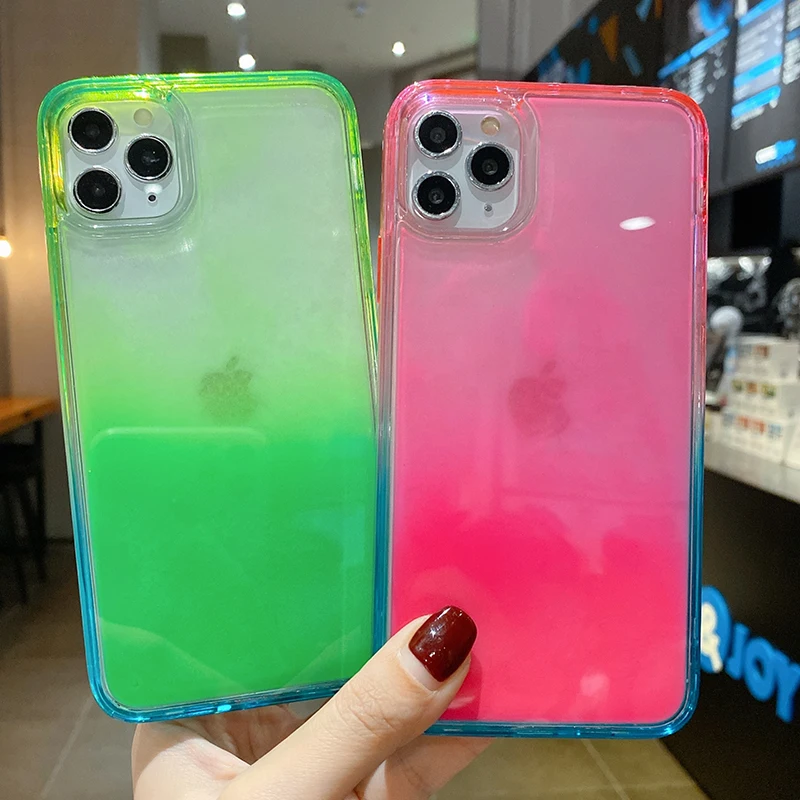 Чехол для Телефона iPhone 12 11Pro Max XR X XS 6 7 8 Plus мягкий чехол с градиентным динамическим