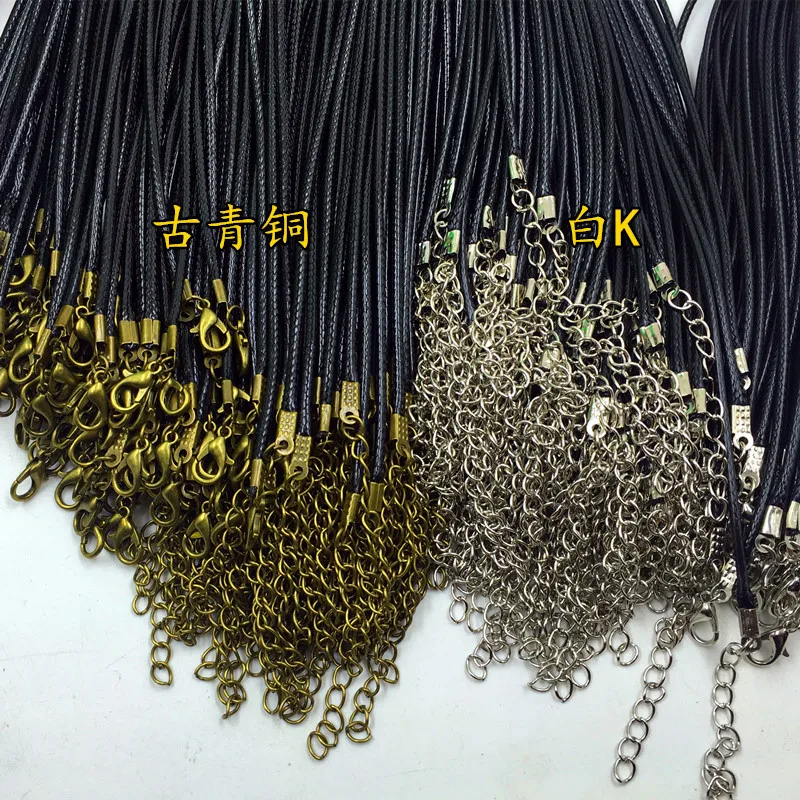 100 шт./лот 1 5 мм/2 мм черный бронзовый восковой кожаный шнур Diy Ожерелье Веревка