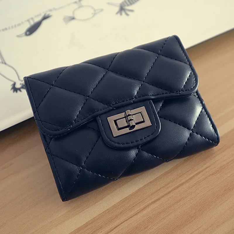 

2021 New Korean Style Rhombus Women's Short Clutch Multi Card Slots Wallet