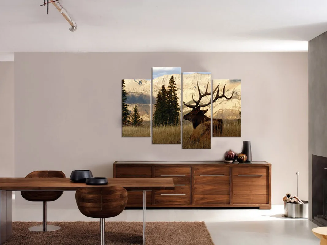 Постер на холсте лося лугу настенное искусство животное и снег пейзаж картина