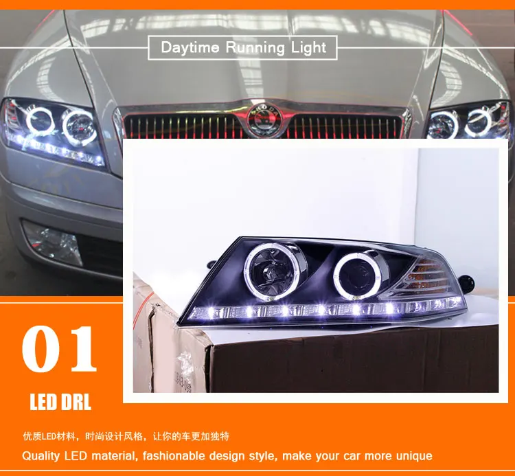 Автомобильный стиль светодиодный фары для Skoda octavia 2007-2009 для octavia Головной фонарь светодиодный DRL Объектив двойной луч H7 HID Xenon Биксеноновые линзы