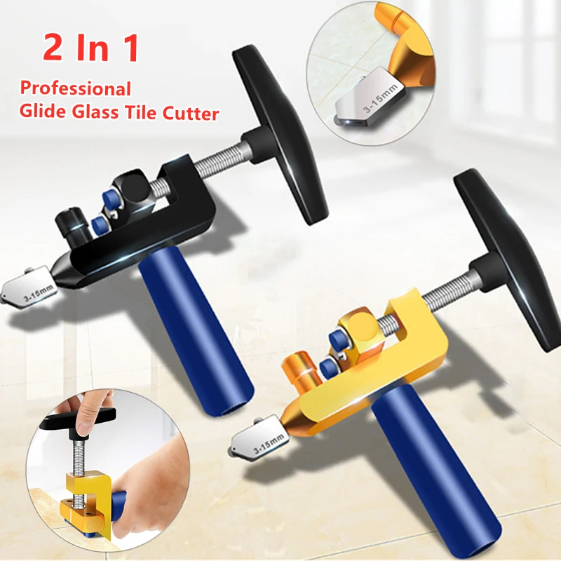 2 In 1 Professional Easy Glide Glass Tile Cutter Ceramic Tile Glass Cutting One-piece Cutter Portable Cutter Tool 2 Colors