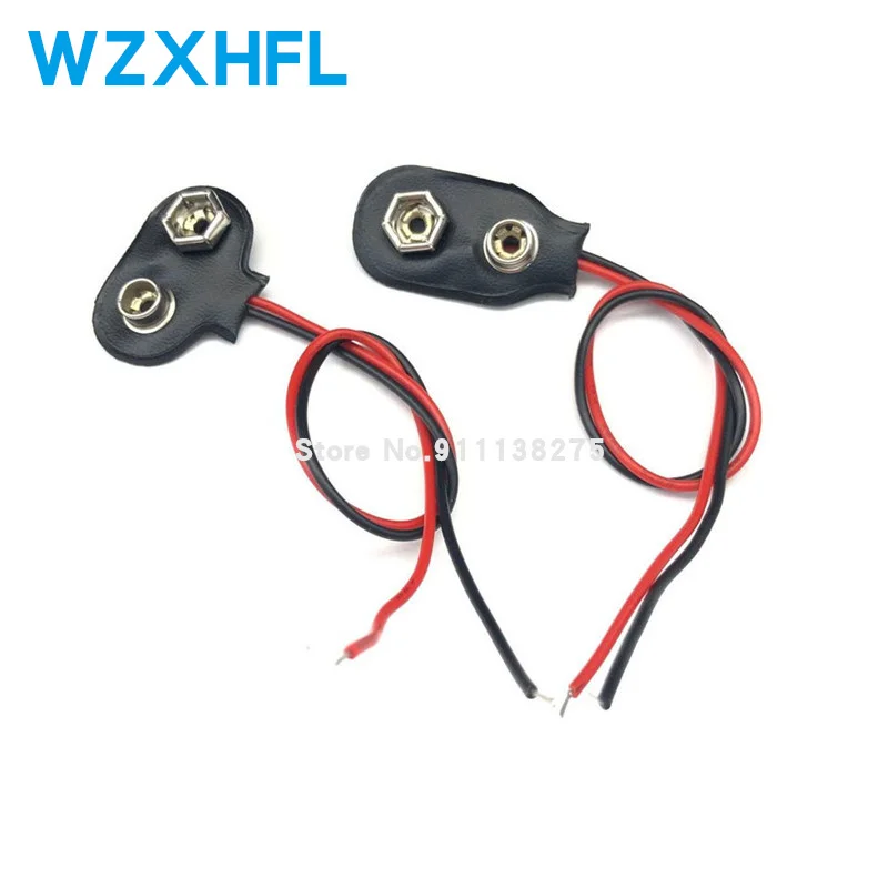 

10Pcs 15cm Black Red Cable Connection 9V Battery Clips Connector Buckle
