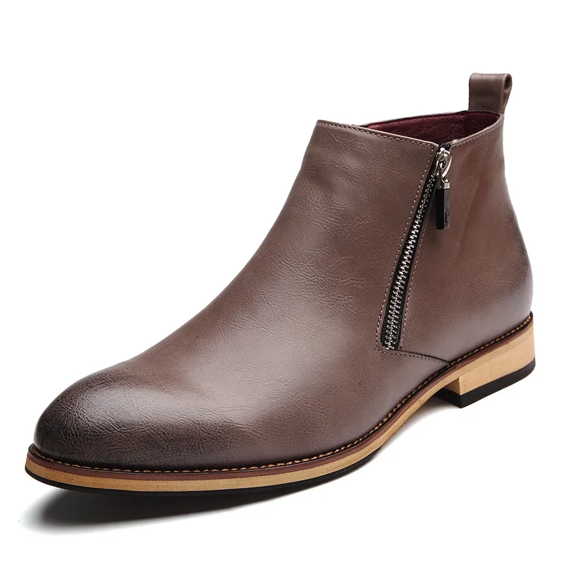 

Split Leather Boots Men Shoes Footwear High Quality Zipper Party Business Oxfords Formal Dress Autumn Ankle Adult Men Boots 2019