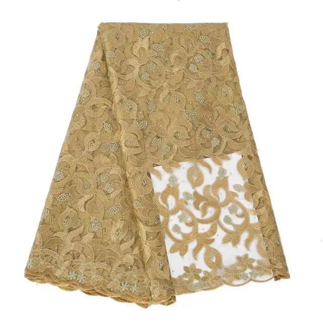 

African Net Lace Fabric 2021 High Quality Elegant Nigerian Wedding Lace Fabrics Stones French Tulle Lace Material For Sewing