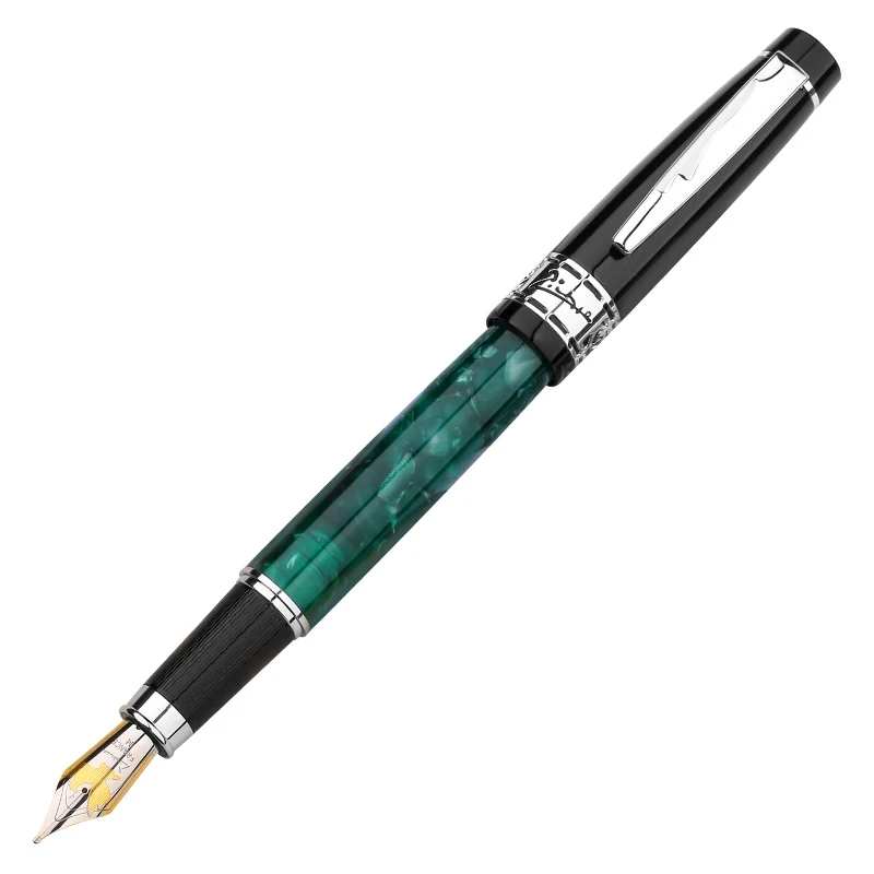 Перьевая ручка Picasso 915 Pimio Marble Celluloid 22KGP с нефритовым наконечником среднего