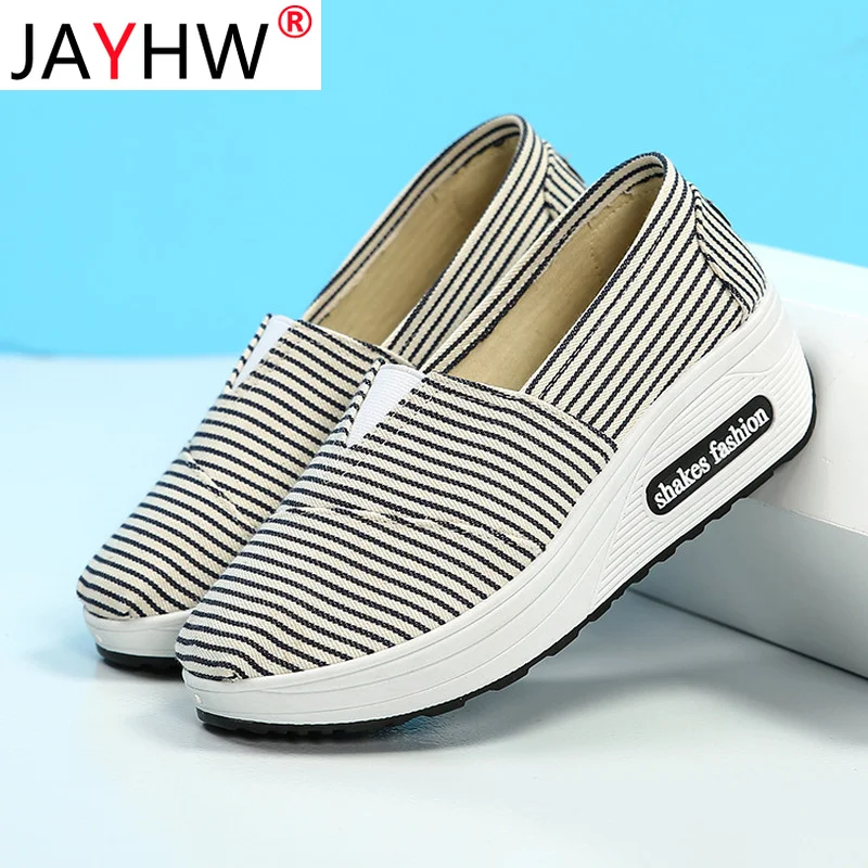 

JAYHW Fashion Women'S Canvas Shake Shoes Ventilate Fitness Casual Shoes Wedges Sneakers For Woman Ladies Rocking Shoes Female