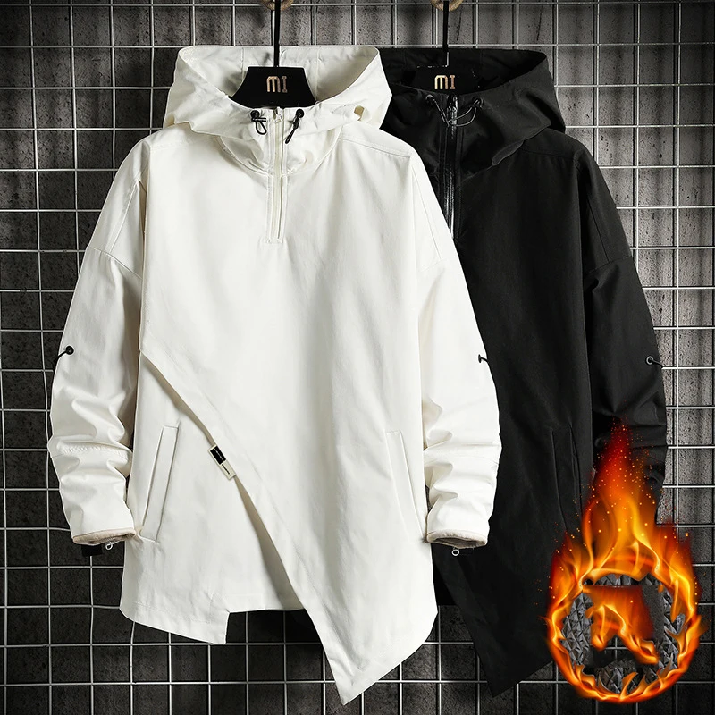 Новая зимняя мужская парка с косой планкой повседневная куртка капюшоном