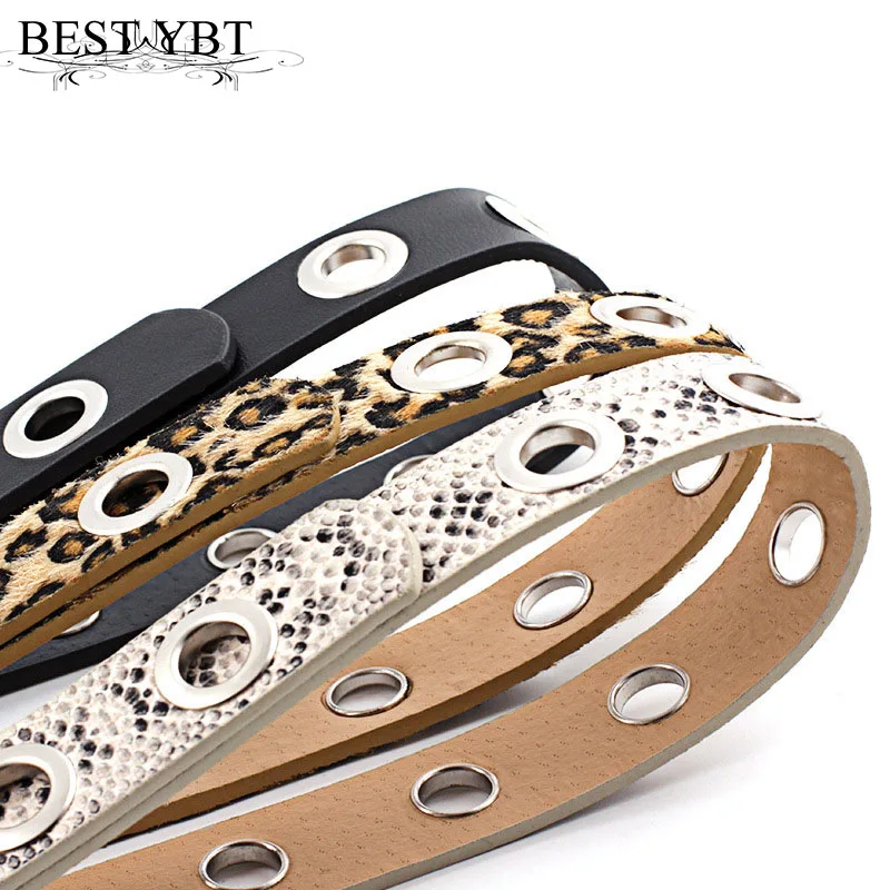 

Best YBT Women Belt Imitation Leather Belt Alloy Pin Buckle Belt Rock Ring Chain Fashion Punk Leopard Snake Eyelet Women Belt