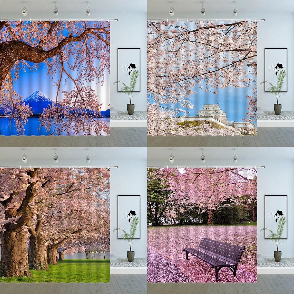 Весенняя занавеска для душа с изображением цветов ландшафта s розовые цветочные