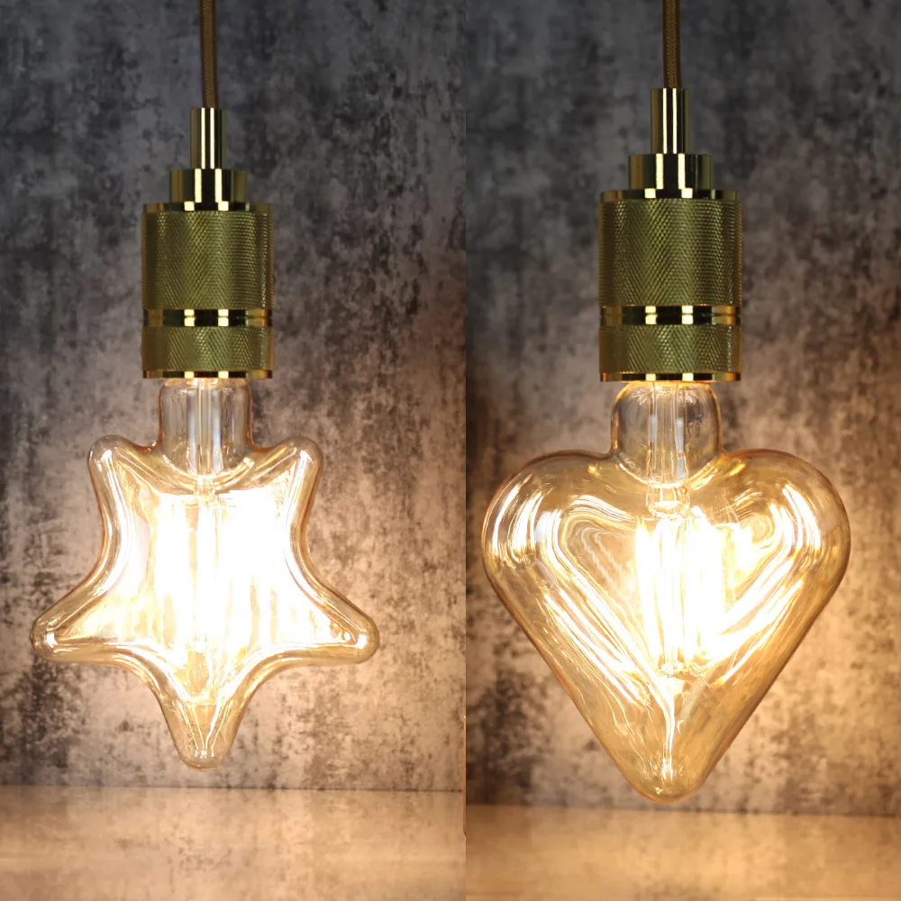 В форме сердца светодиодная лампа Эдисона в звезды 220/240 4 Вт E27 нить виде клетки
