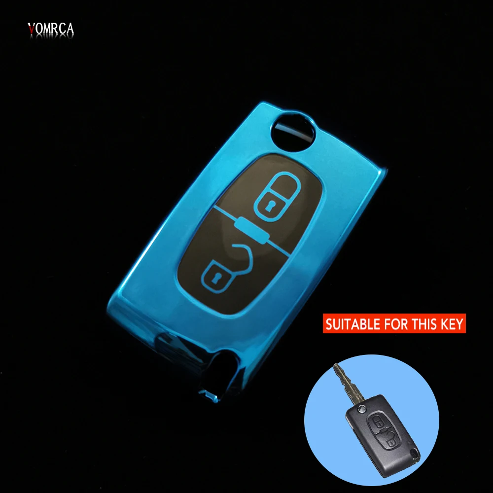 

2 Button TPU Folding Style Remote Control Key Case For Peugeot 107 207 307 308 407 607 S For Citroen C2 C3 C4 C5 C6 Car Cover