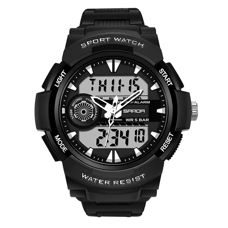 

New Dual Time Zone Digital Watches for Men Dual Display Quartz Wristwatches Waterproof Military Watch Clock Relogios Masculino