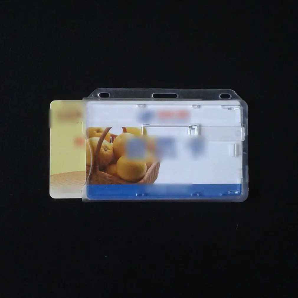 

Transparent PC Hard Plastic ID Card Holder Transparent Trolley Employee ID Badge Holder Double-sided Card Housing