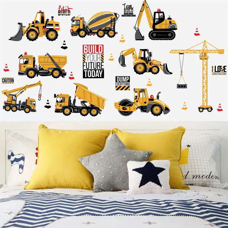 

Tractor engineering vehicle children's room bedside cabinet kindergarten school dormitory childlike decorative wall stickers