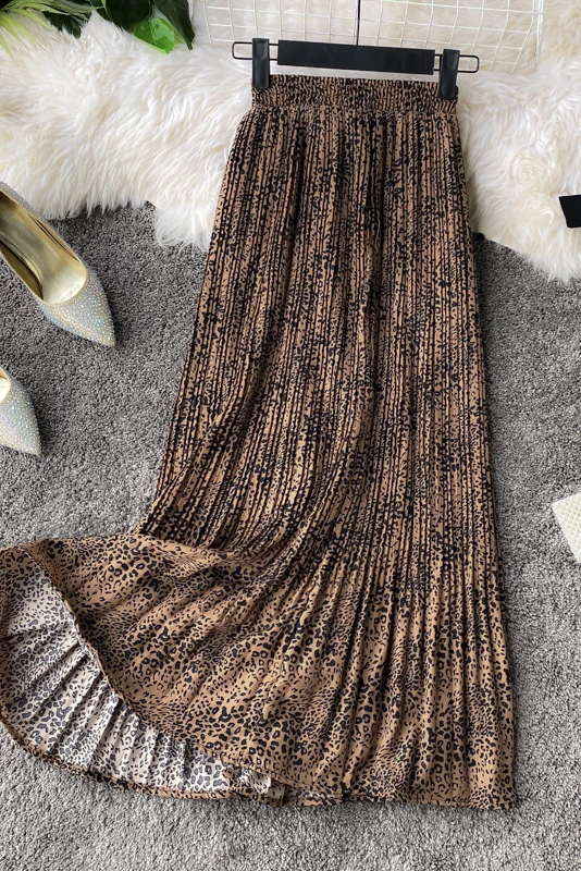 

Women A-line Skirts High Elastic Waist Bohemian Slim Half-Length Skirt 2020 Summer Female Elegant Print Mid-Calf Cake Skirts