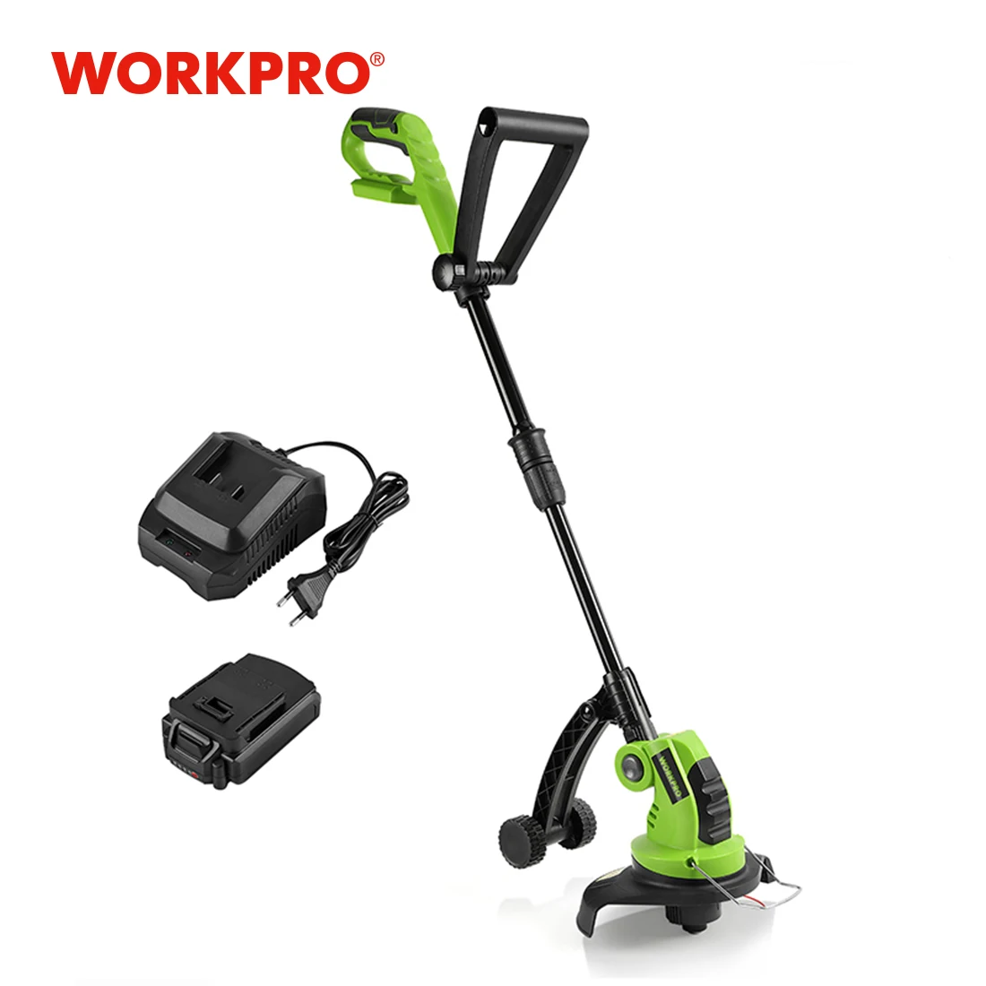 WORKPRO Cordless Grass Trimmer 18V 2000mAh Electric Trimmer Power Garden Tools 23cm Cutting Diameter Battery & Charger Included