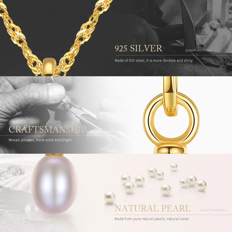 Ожерелье женское из серебра 925 пробы с натуральным пресноводным