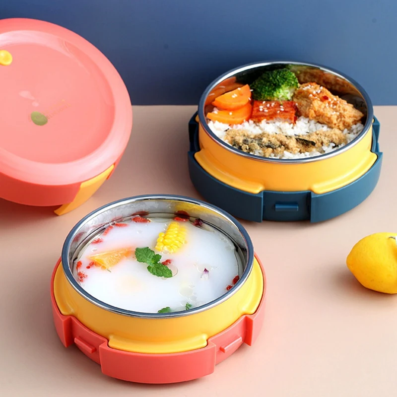 

Bento Hot Lunch Box Kids Food Storage Cute Bento Box with Spoon and Fork Portable Stainless Steel Lunch Containers
