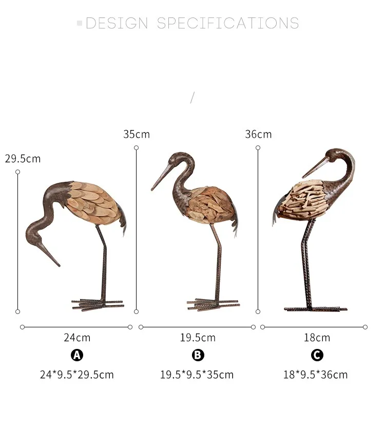 Креативный деревянный журавль для животных железный художественный декор