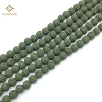 natural dark green lava stone round aaa rock volcanic loose beads for diy bracelets necklace jewelry making 681012mm