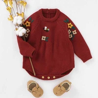baby bodysuits newborn infant kids girl body suits clothes sweater handmade embroidery autumn knit toddler jumpsuits one piece