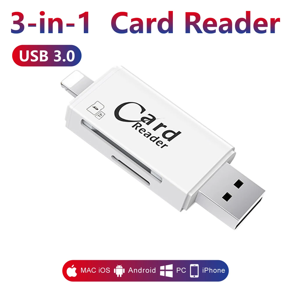 Лидер продаж! 3 в 1 OTG Устройство для чтения карт памяти Micro SD TF USB кардридер адаптер