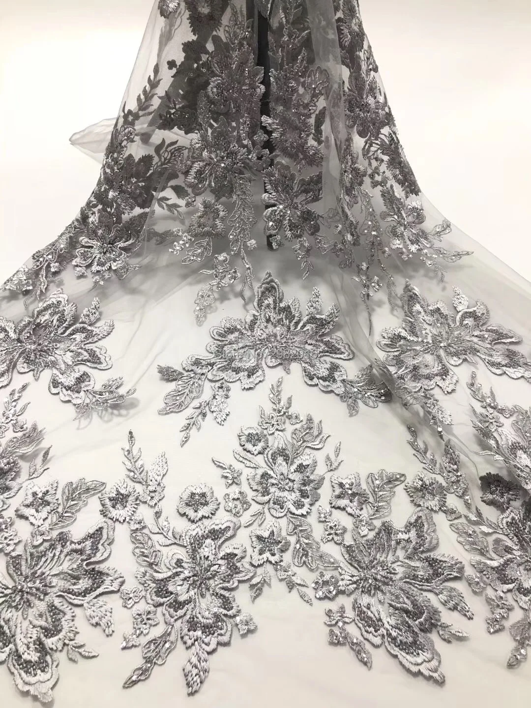 Кружевное французское свадебное платье ручной работы с бисером белая вышивка из