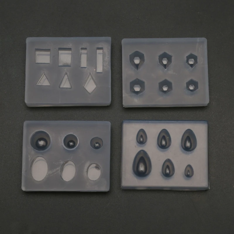

12Pcs Mini Faceted Diamond Crystal Resin Mold Oval Round Gemstone Nail Art Molds