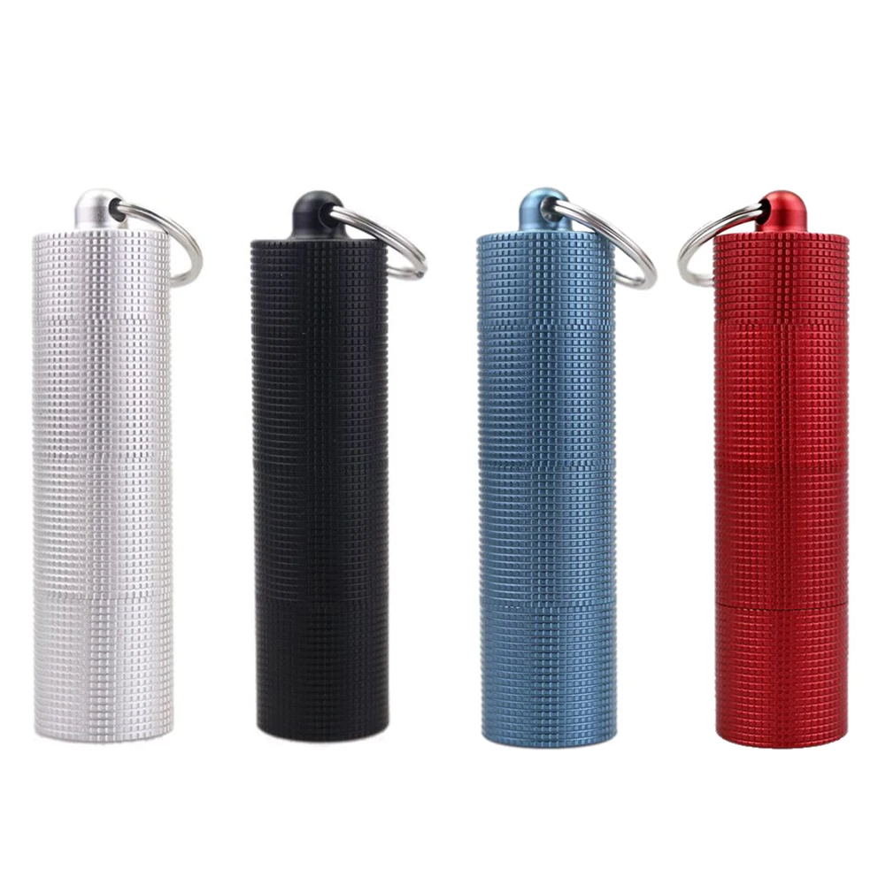 

Outdoor Aluminum Alloy Waterproof Pill Pill Capsule Keychain Box Small Medicine Storage Container Airtight Bottle Portable