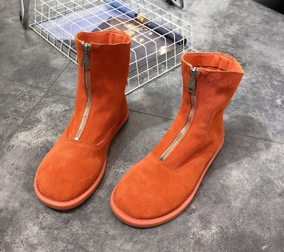 Maggie's Walker/женские модные зимние сапоги до середины икры из натуральной кожи женские сапоги ярких цветов на молнии спереди Размеры 35-39