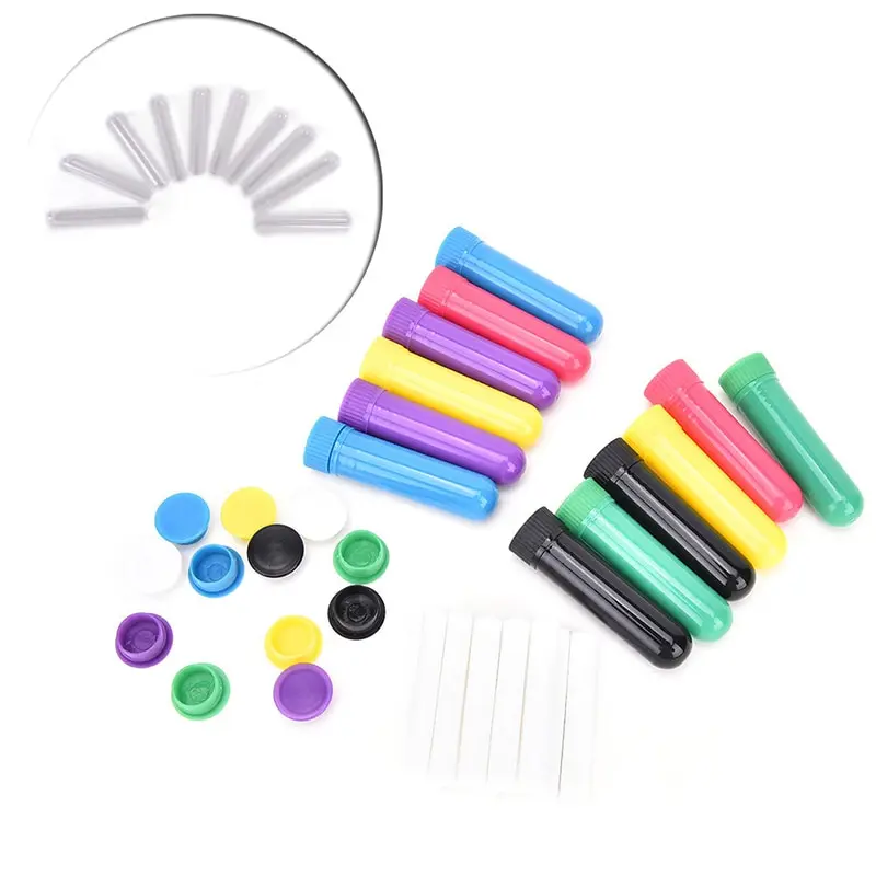 

10Pcs/set Nasal containers Aromatherapy Inhalers Tubes Sticks With Wicks For Essential Oil Nose Nasal Container Plastic Blank