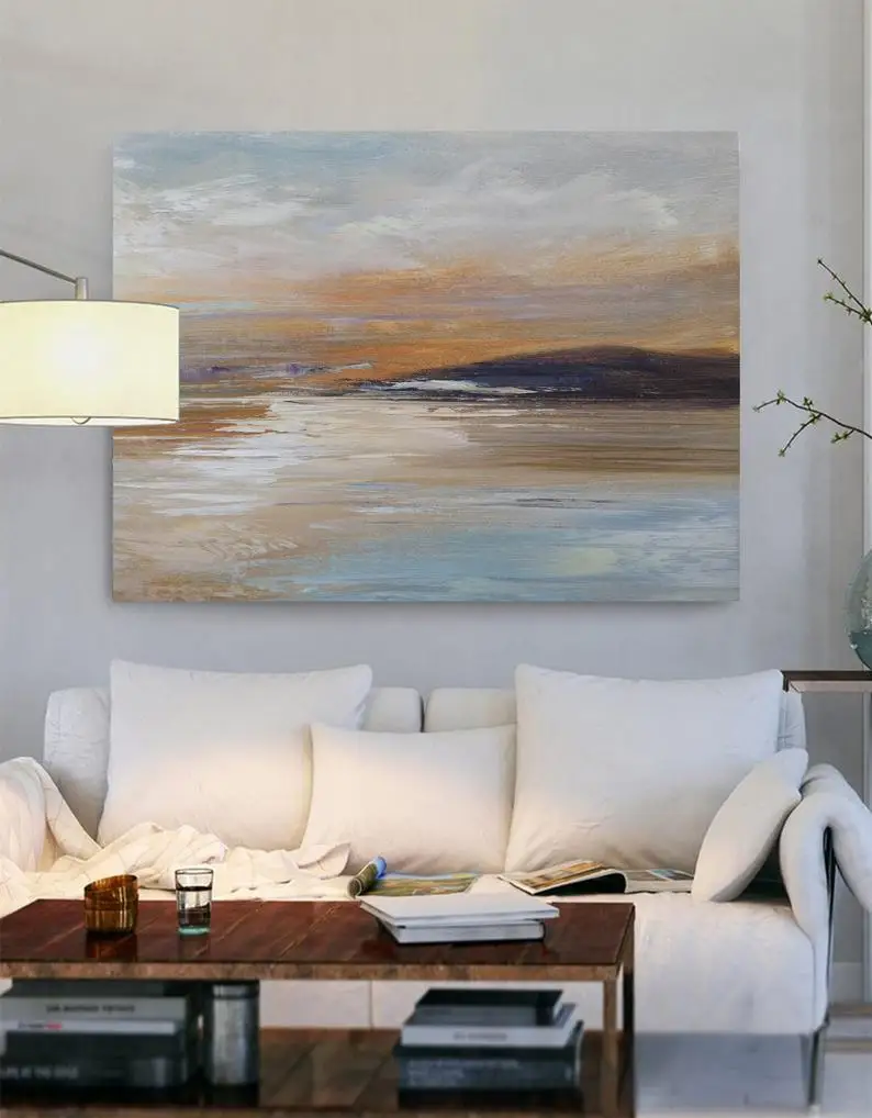 Goede Grote Muur Canvas Schilderij Zee Abstract Olieverf Ocean Abstract Schilderen Woonkamer Art Hand Geschilderd Schilderij Aparte