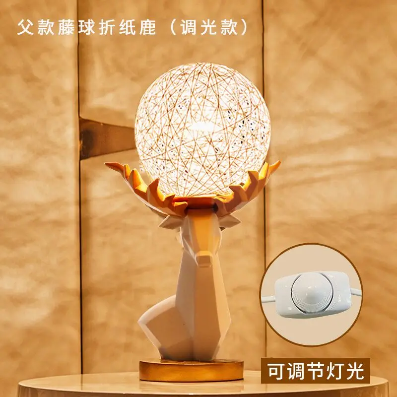 Креативная настольная Светодиодная лампа с оленем из смолы FengShui украшение комнаты Аксессуары
