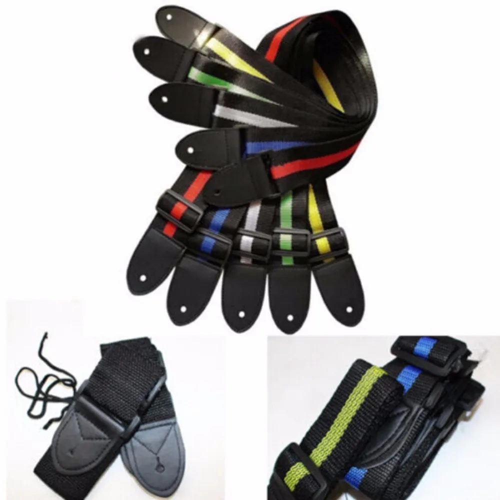 durable nylon gitarre strap irin ukulele gürtel mit pu leder enden 130cm elektrische akustische bass guitar strap free global shipping