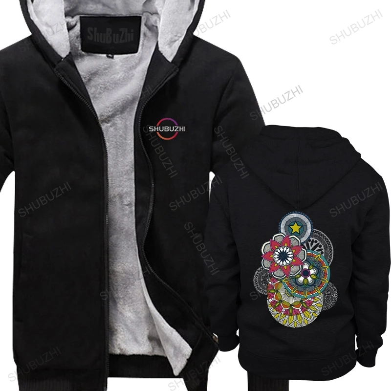 

Vintage Mandala Cirque Festival thick hooded coat jacket Men Buddhism Flowe Bloom hoodie Cotton winter hoody Merchandise