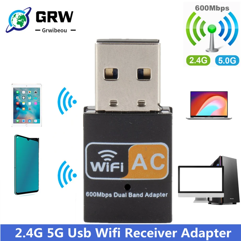 

Usb Wi-Fi адаптер Grwibeou, 600 Мбит/с, 2,4 ГГц, 802.11ac