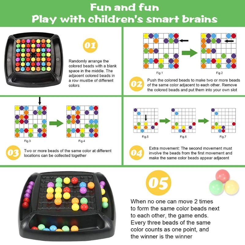 

124D 1Set Colorful Bead Board Game Competition Game Board Matchmaking Game Toy Set Tabletop Board Interactive Eliminating Toy