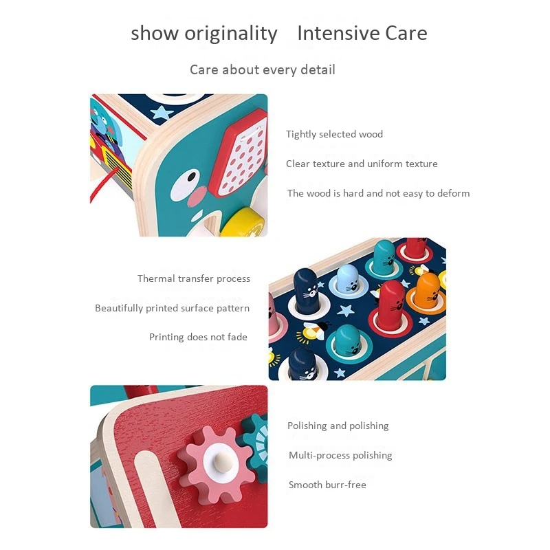 

Colorful Wooden Whack-A-Mole Game Early Educational Toys Kids Musical Bus Baby Girl Boy Toy Hand Knocking Hamster