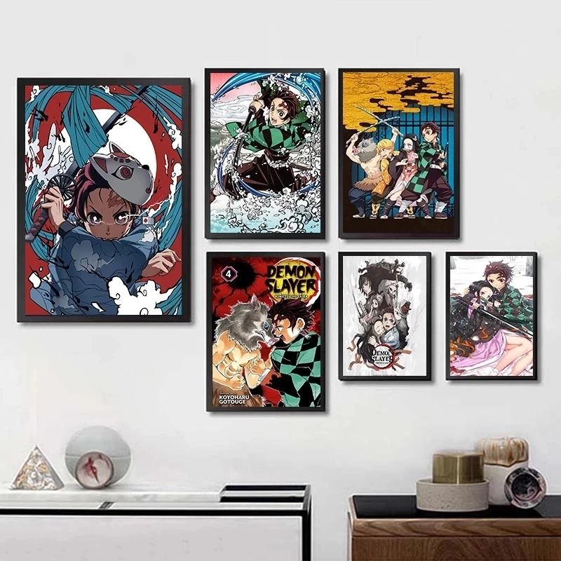 

Modular HD Home Decoration Anime Poster Prints Painting Canvas Wall Artwork Demon Slayer Picture No Frame For Bedside Background