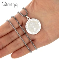 o holy scapular round religious medal exclusive pendant necklace stainless steel jewelry women men amulet necklace