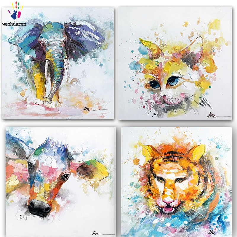 

DIY colorings pictures by numbers with colors Abstract paintings of animals picture drawing painting by numbers framed Home