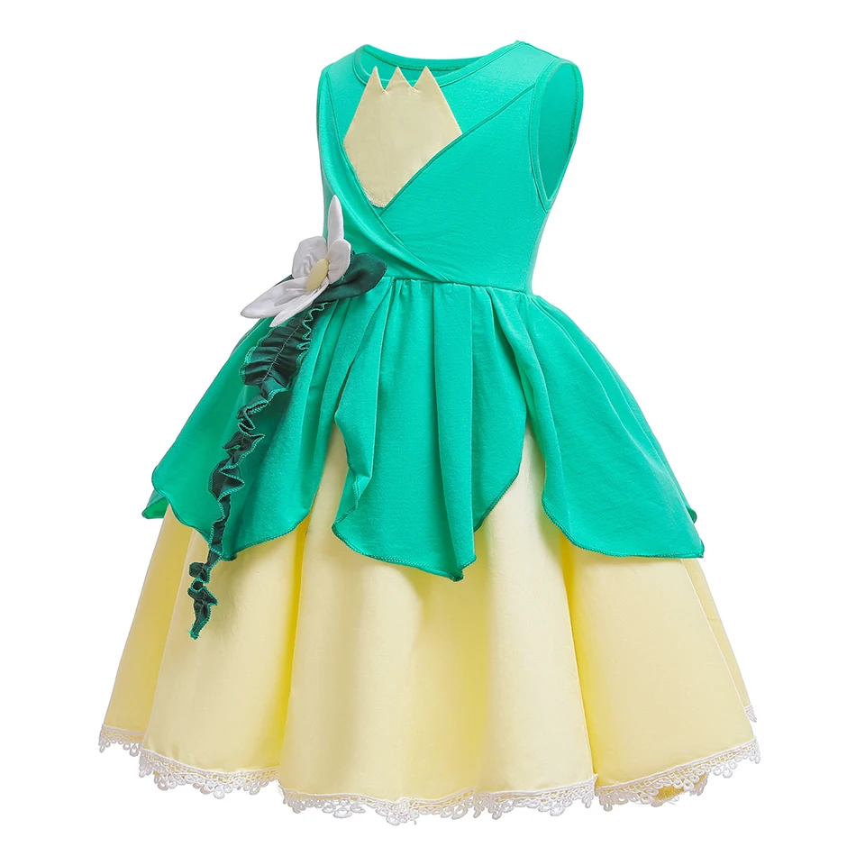 Girl Princess Tiana Dress Cosplay Costume Children Cartoon The and Frog Costumes Baby Girls Birthday Party Clothes | Детская одежда и