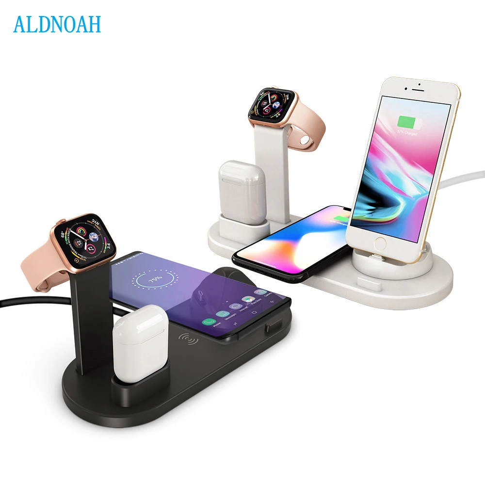 

ALDNOAH Charging Dock Stand For iPhone 12 11 XS MAX XR X 8 Plus Airpods Pro Apple Watch SE 6 5 4 3 Fast Wireless Charger Station