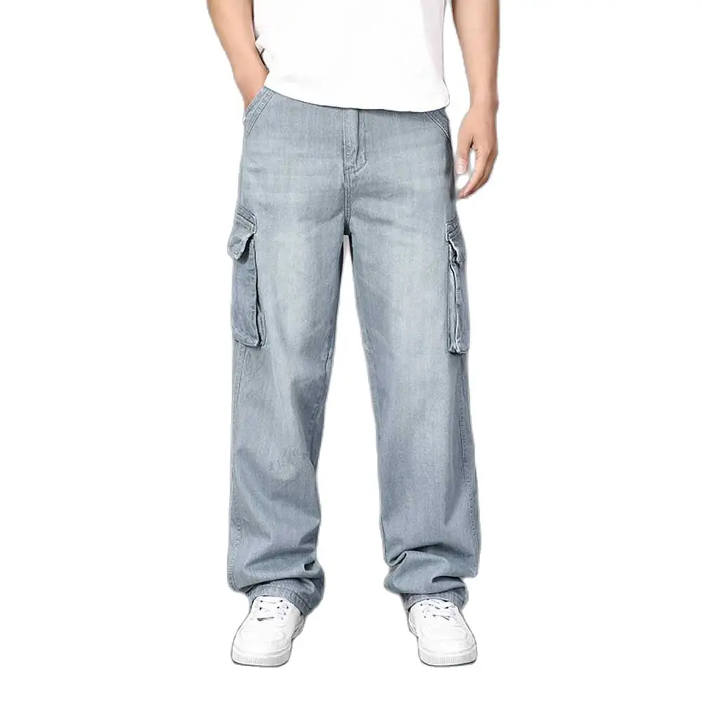 Женские мешковатые джинсы-карго, мужские брюки, прямые свободные брюки, одежда для скейтборда, уличная одежда с большими карманами