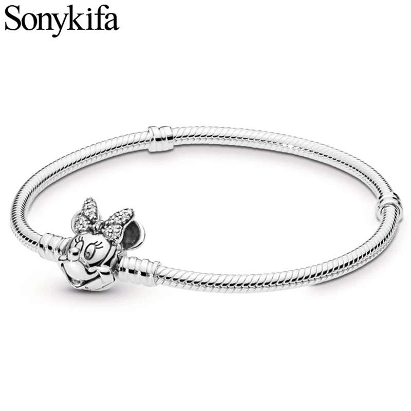 Sonykifa,, высокое качество, розовое золото, цветная змеиная цепь, очаровательный браслет, подходит для оригинальных бусин, прекрасный браслет, ювелирное изделие, подарок для женщин - Окраска металла: M25